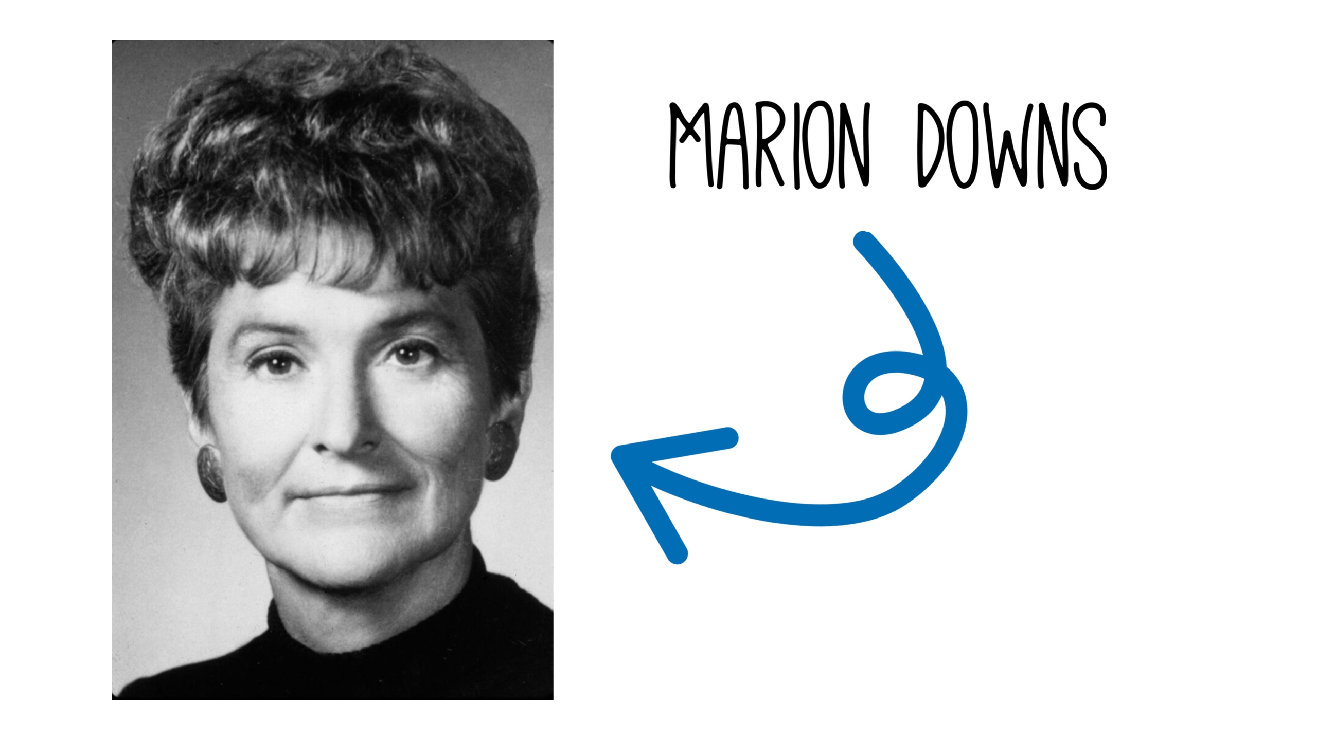 Bild zeigt ein Schwarzweißphoto von Maria Downs